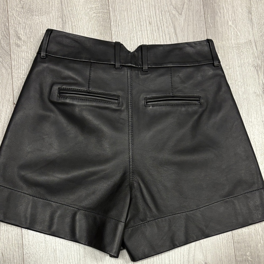 PAIGE Black High Waist Genuine Leather Shorts! Butter Soft - Picture 7 of 10